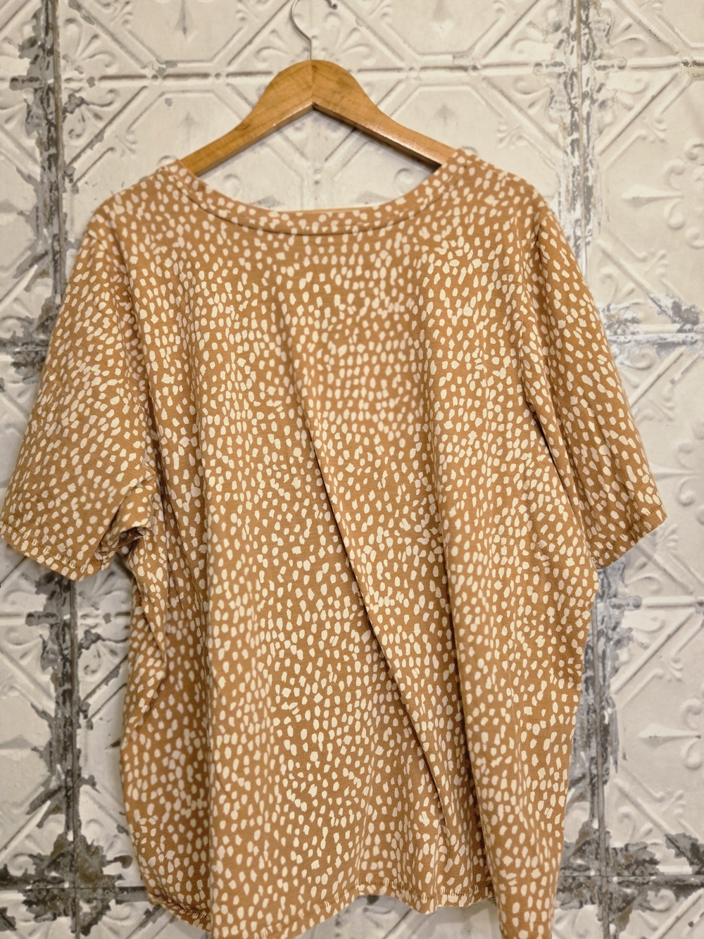 Lane Bryant Short Sleeve Top for Women - plus 26/28 Camel/Cream Speckled Style - Picture 3 of 9